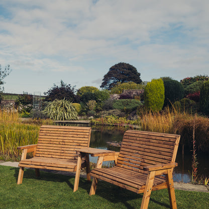 Churnet Valley 4 Seat Set (2 x 2 Seat Benches) Angled Tray