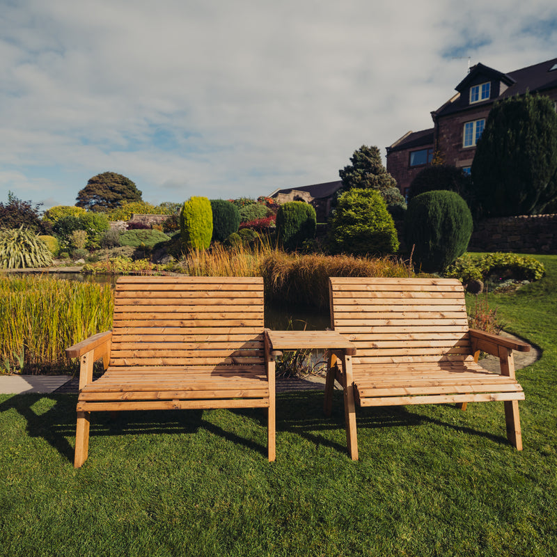 Churnet Valley 4 Seat Set (2 x 2 Seat Benches) Straight Tray