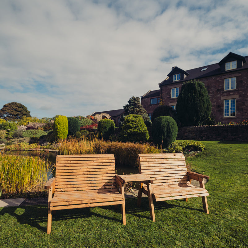 Churnet Valley 4 Seat Set (2 x 2 Seat Benches) Straight Tray
