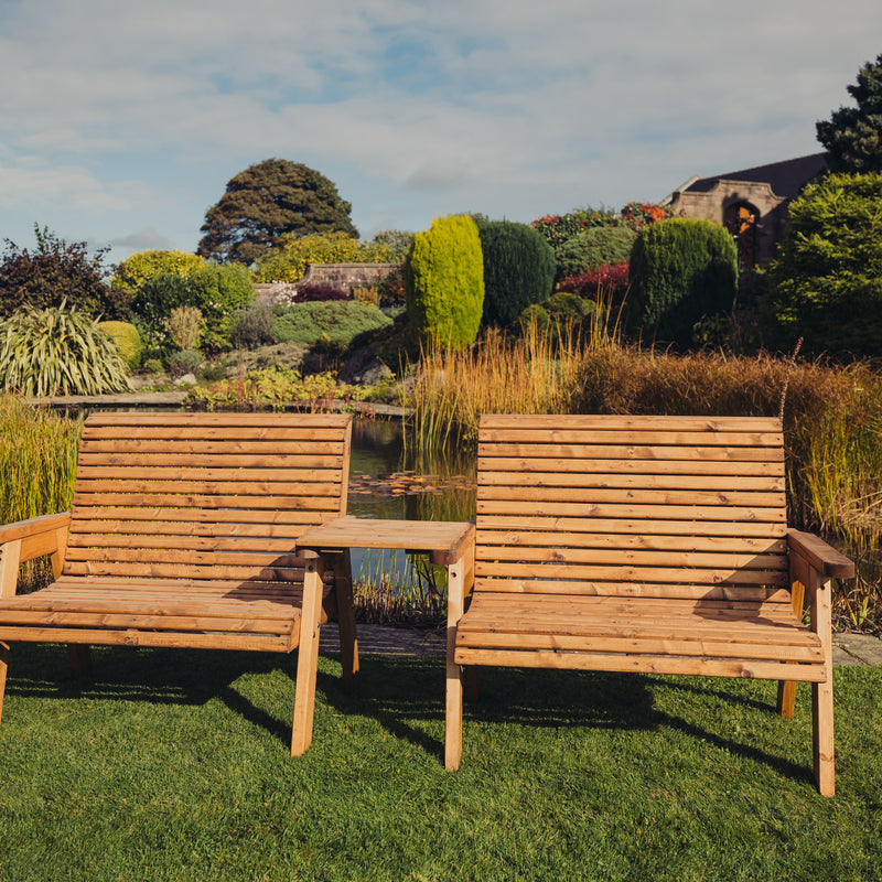 Churnet Valley 4 Seat Set (2 x 2 Seat Benches) Straight Tray