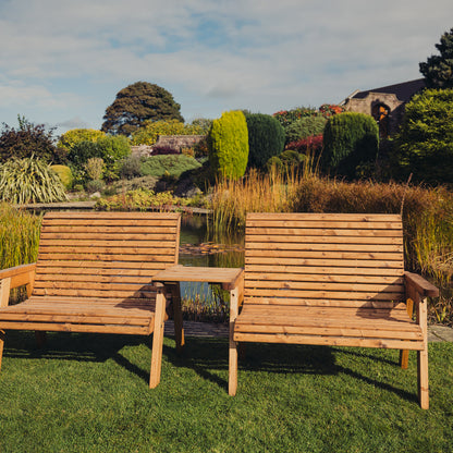 Churnet Valley 4 Seat Set (2 x 2 Seat Benches) Straight Tray