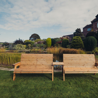 Churnet Valley 6 Seat Set (2 x 3 Seat Benches) Straight Tray