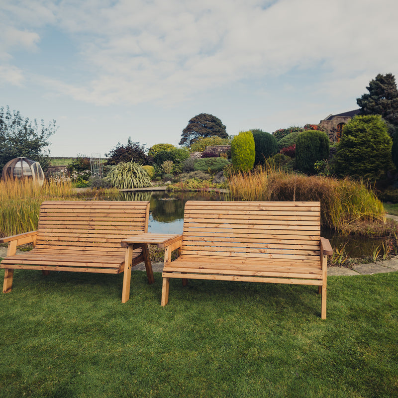 Churnet Valley 6 Seat Set (2 x 3 Seat Benches) Straight Tray