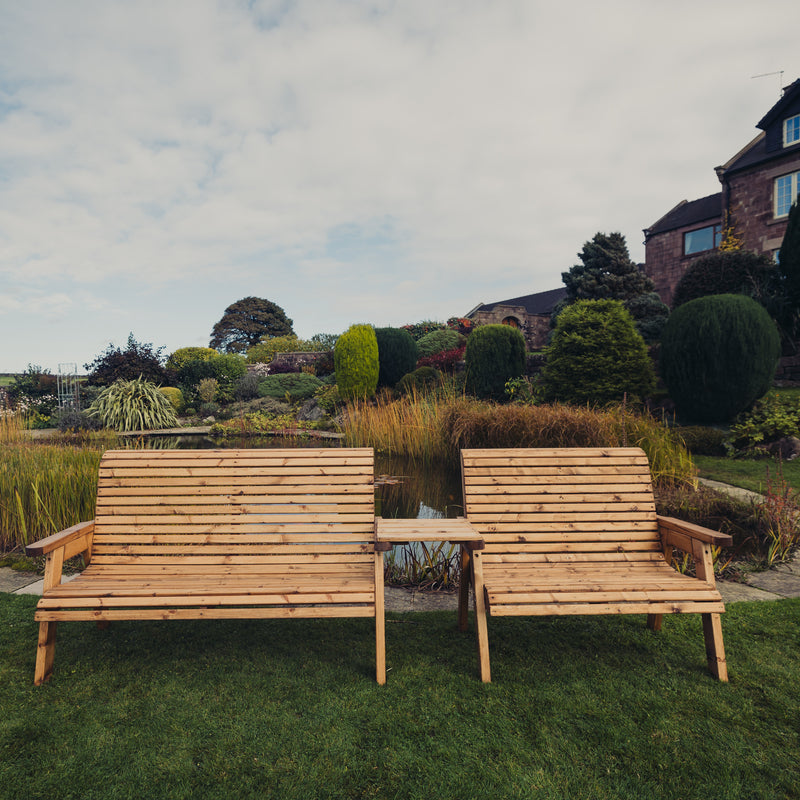 Churnet Valley 5 Seat Set (1 x 2 Seat Bench and 1x 3 Seat Bench) Straight Tray