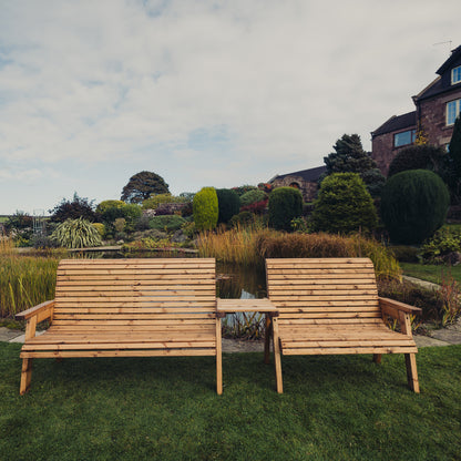 Churnet Valley 5 Seat Set (1 x 2 Seat Bench and 1x 3 Seat Bench) Straight Tray