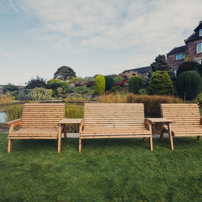Churnet Valley 7 Seat Set (1 x 3 Seat Bench and 2x 2 Seat Bench) Straight Tray