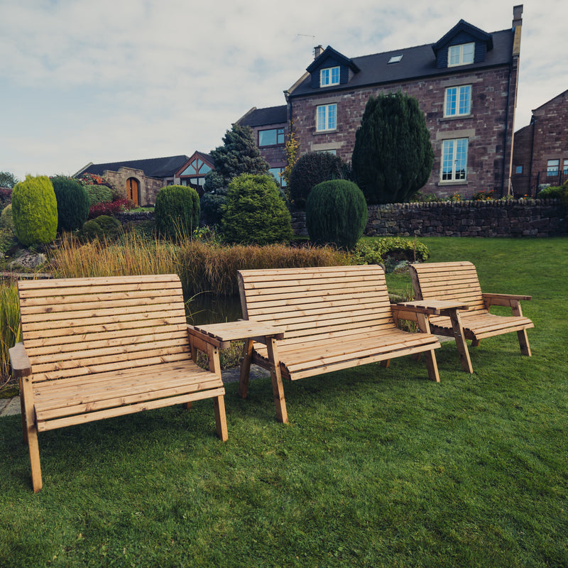 Churnet Valley 7 Seat Set (1 x 3 Seat Bench and 2x 2 Seat Bench) Straight Tray