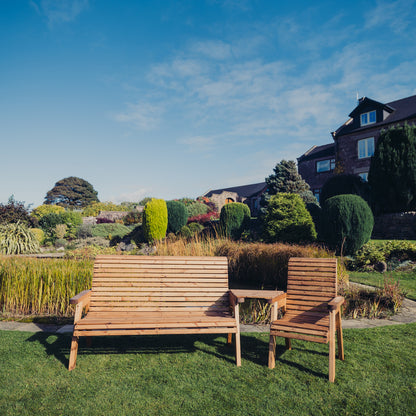 Churnet Valley 4 Seat Set (1 Chair and 1 x 3 Seat Bench) Angled Tray