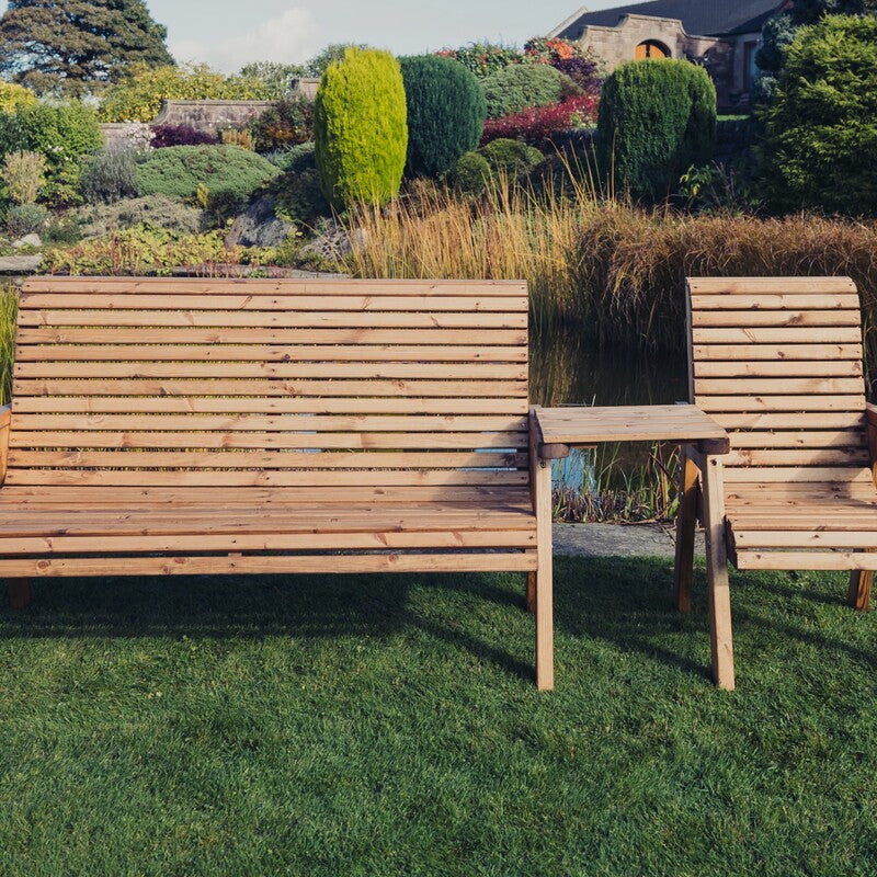 Churnet Valley 4 Seat Set (1 Chair and 1 x 3 Seat Bench) Straight Tray