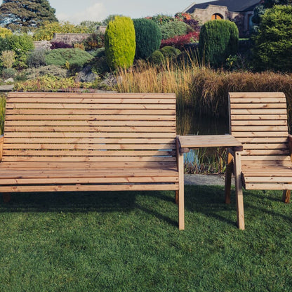 Churnet Valley 4 Seat Set (1 Chair and 1 x 3 Seat Bench) Straight Tray