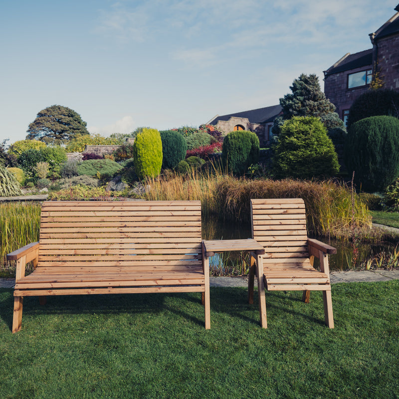 Churnet Valley 4 Seat Set (1 Chair and 1 x 3 Seat Bench) Straight Tray