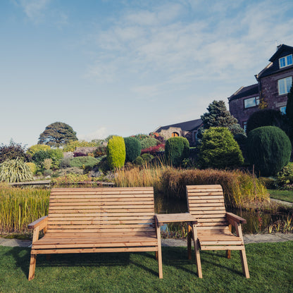 Churnet Valley 4 Seat Set (1 Chair and 1 x 3 Seat Bench) Straight Tray