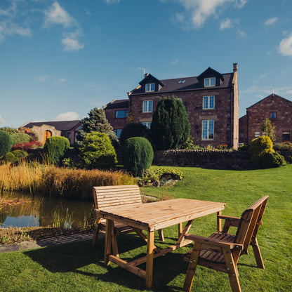 Churnet Valley 4 Seat Table Set (2 x 2 Seat Benches) 99cm Table