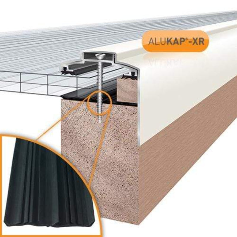 Alukap-XR 60mm Aluminium Gable Bar 3m 55mm with Rafter Gasket and End Cap
