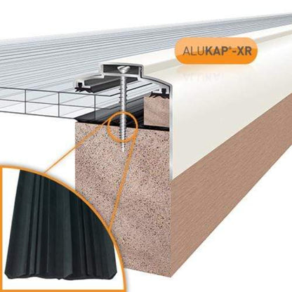 Alukap-XR 60mm Aluminium Gable Bar 3m 55mm with Rafter Gasket and End Cap