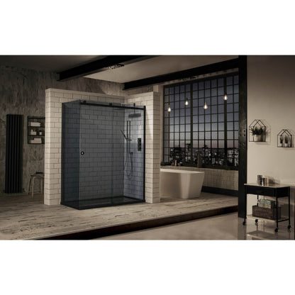 Aquaglass Sphere Tinted Sliding Shower Door w/ Chrome Cut-Out Handle - All Sizes