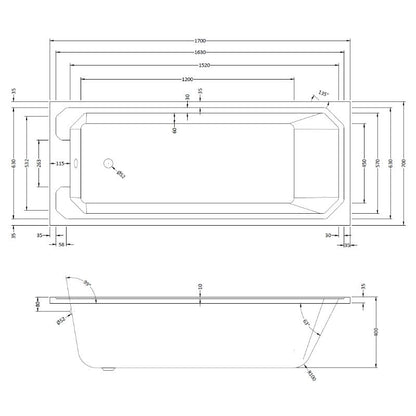 Bayswater Bathurst 1700mm x 700mm Single Ended Bath`