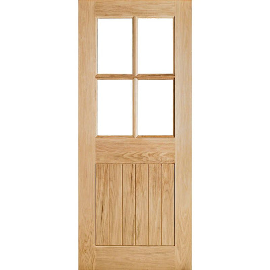 Oak 4 Light Cottage Style External Door 78" High x 30" Wide Unfinished