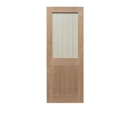 Cottage Oak Glazed 1 Lite 1 Panel Unfinished Internal Door - All Sizes