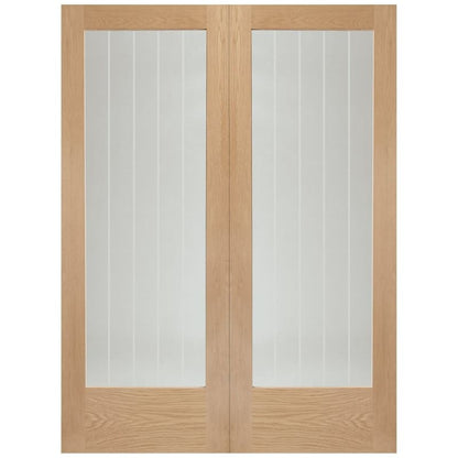 Image for XL Joinery Suffolk Internal Oak Rebated Door Pair with Clear Etched Glass 1981 x 1372 x 40mm (54")