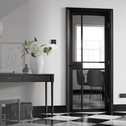 LPD Greenwich Black Primed Clear Glazed 5L Internal Industrial Style Door - 78in x 33in (1981 x 838mm)
