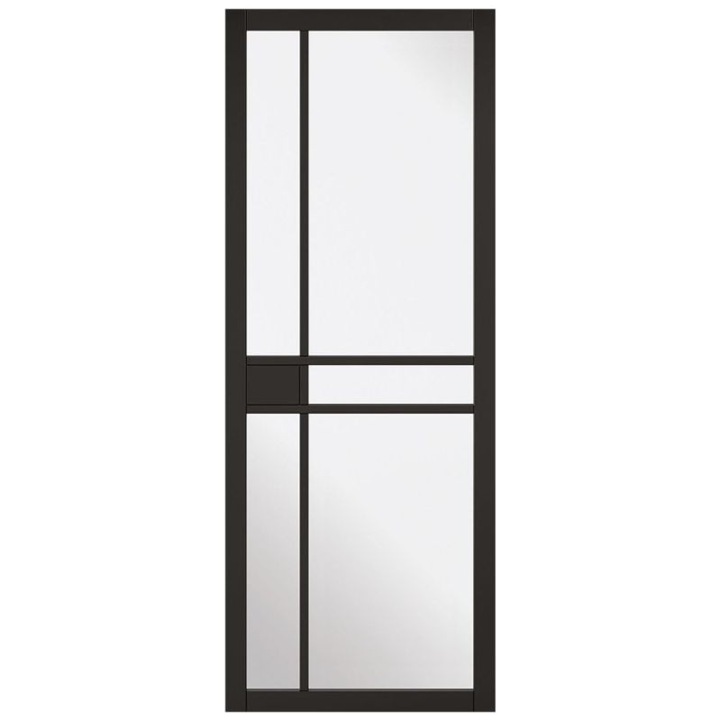 LPD Greenwich Black Primed Clear Glazed 5L Internal Industrial Style Door - 78in x 33in (1981 x 838mm)
