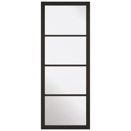 LPD Soho Black Primed Clear Glazed Internal 4L Industrial Style Door - 2040mm x 726mm
