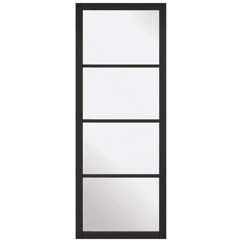 LPD Soho Black Primed Clear Glazed Internal 4L Industrial Style Door - 2040mm x 826mm
