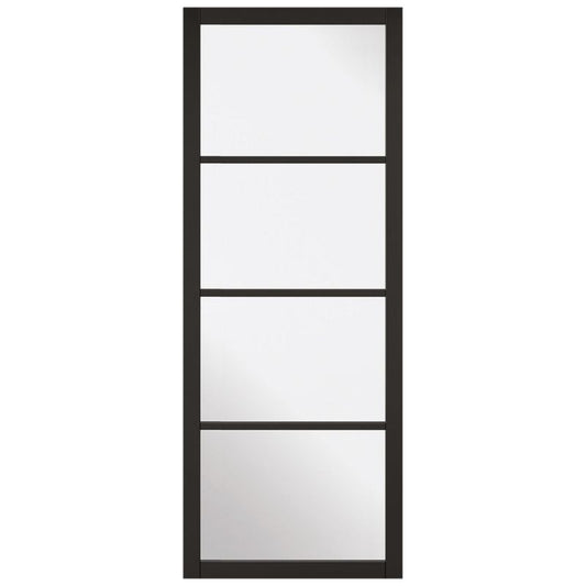 LPD Soho Black Primed Clear Glazed Internal 4L Industrial Style Door - 2040mm x 826mm

