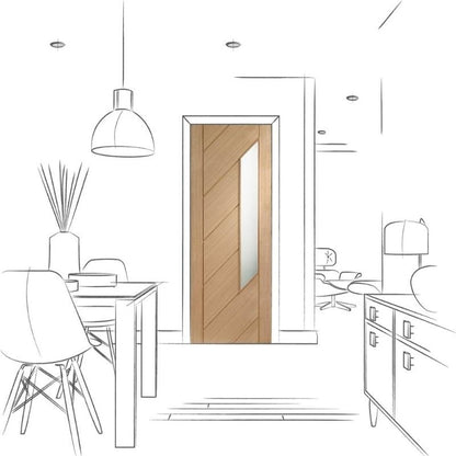 XL Joinery Monza Internal Oak Door with Obscure Glass 1981 x 762 x 35mm (30")
