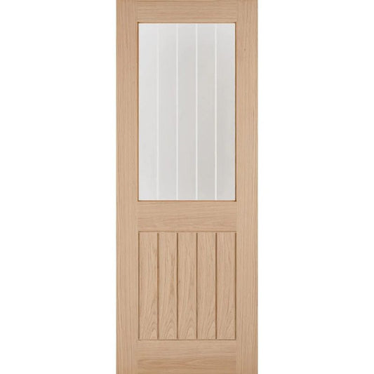 Image for LPD Oak Belize 1 Light With Silkscreen Glass (Half Light) - 78In x 33In x 35mm (1981 x 838mm)