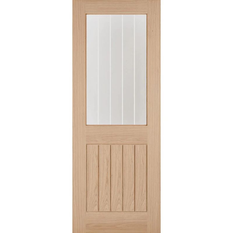 Image for LPD Oak Belize 1 Light With Silkscreen Glass (Half Light) - 2040 x 626 x 40mm (2040 x 626mm)