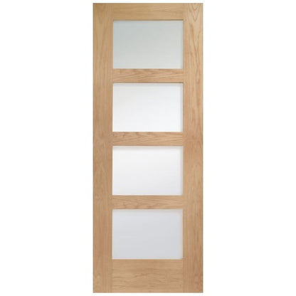 Image for XL Joinery Shaker 4 Light Pre-Finished Internal Oak Door with Clear Glass 1981 x 686 x 35mm (27")