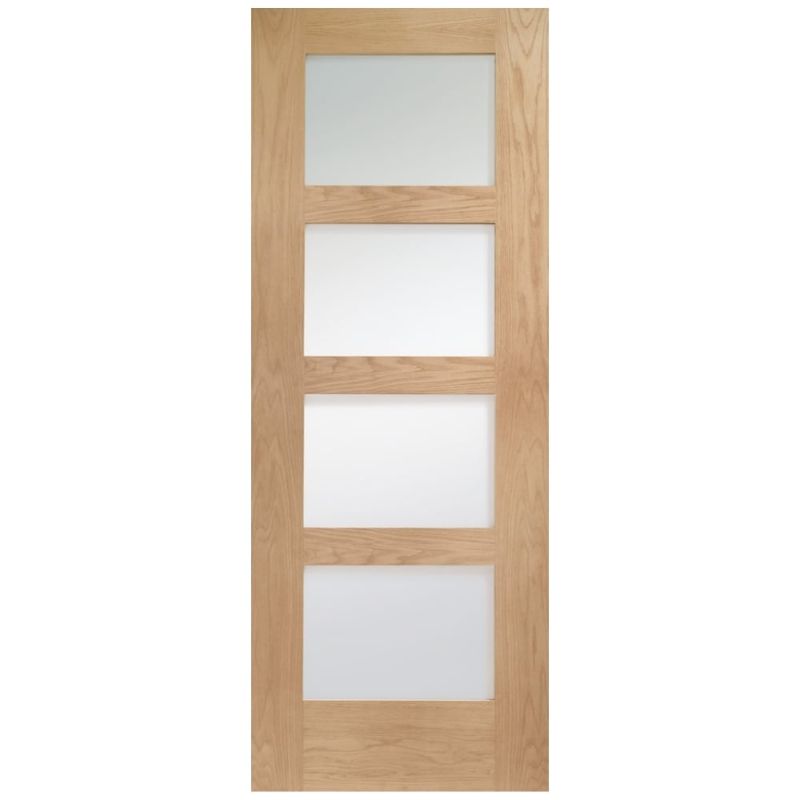 Image for XL Joinery Shaker 4 Light Internal Oak Door with Obscure Glass 2040 x 726 x 40mm