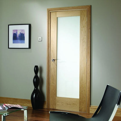Image for XL Joinery Pattern 10 Pre-Finished Internal Oak Door with Obscure Glass 1981 x 686 x 35mm (27")