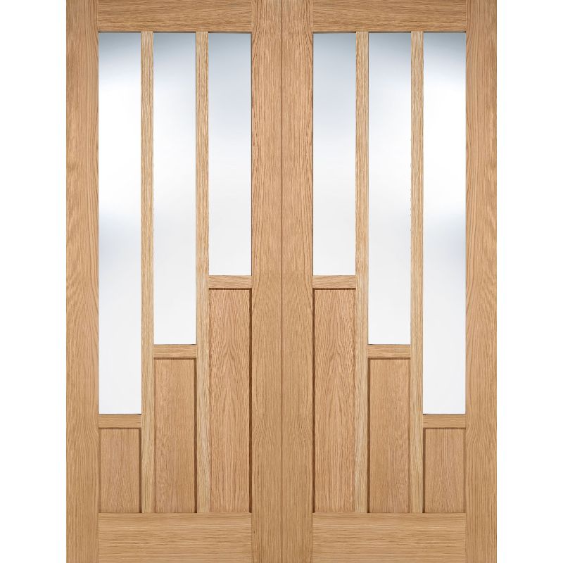 Image for LPD Oak Coventry Glazed Internal Door Pair-78in x 36in x 40mm (1981 x 914mm)