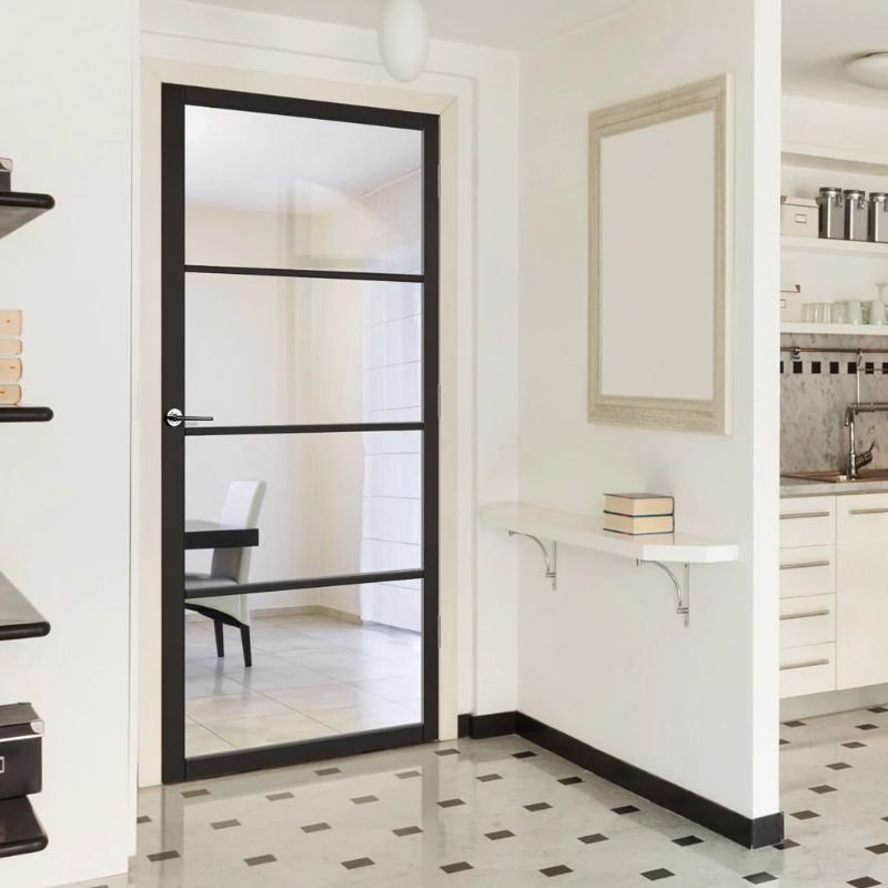 LPD Soho Black Primed Clear Glazed Internal 4L Industrial Style Door - 2040mm x 826mm
