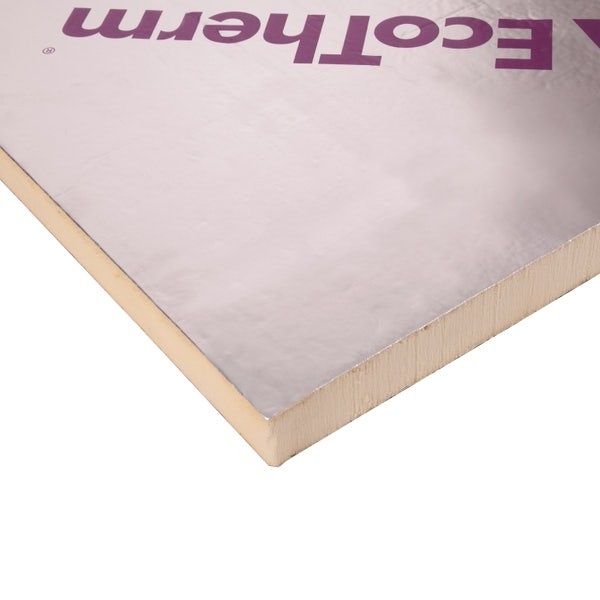 Ecotherm Eco-versal 70mm insulation board, 2.4m x 1.2m, featuring a reflective foil finish.