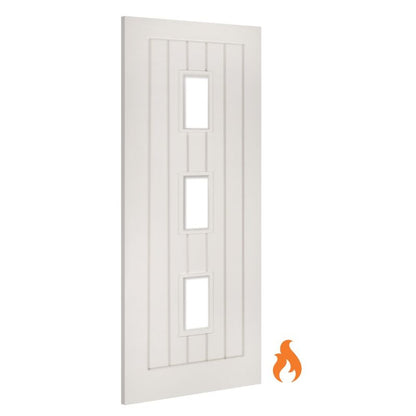 Deanta Ely Internal Fire Door White Primed Glazed - 78in x 33in (1981 x 838mm)