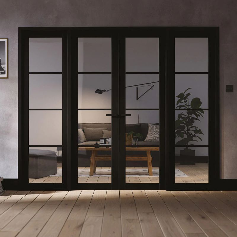 LPD Soho Black Primed Clear Glazed 4L Room Divider - 80in x 98in (2031 x 2478mm)
