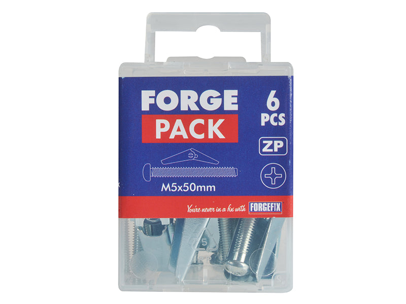 Forgefix Plasterboard Spring Toggles - M5 x 50mm / Zinc plated (Box of 100)