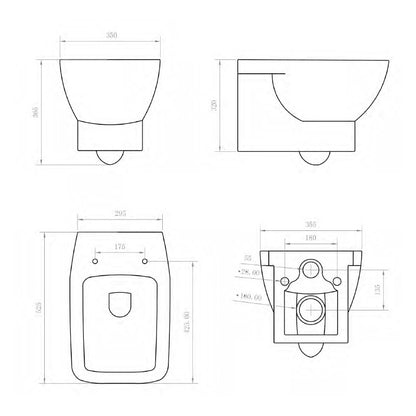 Aqua Piccolo Wall-Hung Toilet for use with Cistern & Frame Pack