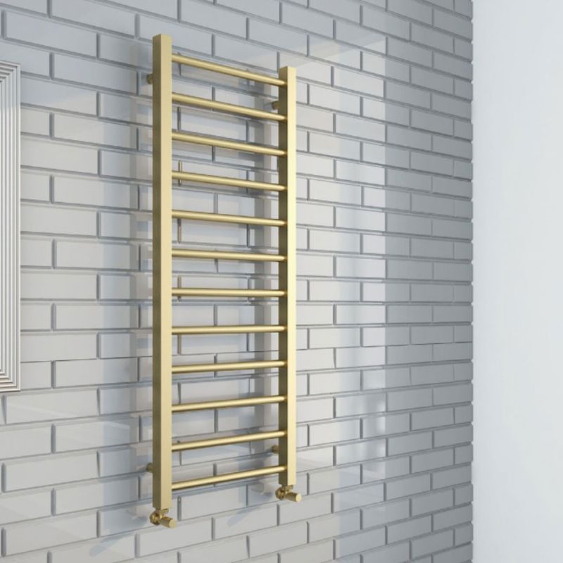 Aqua Mineral Round Bar Towel Rail Brushed Brass - All Sizes