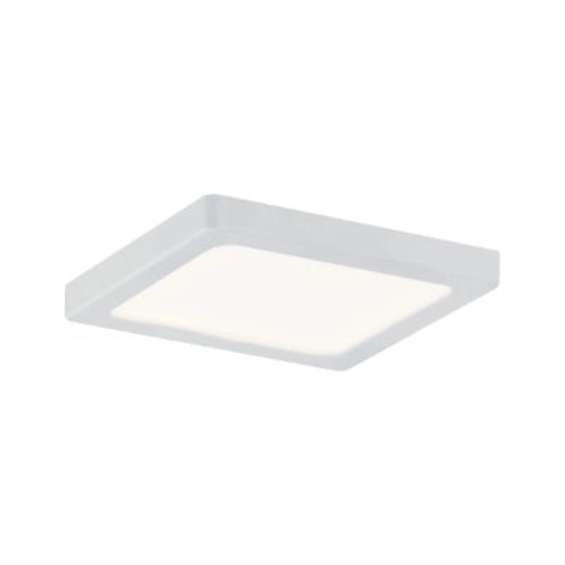 Square LED recessed panel light in warm white, featuring a sleek white finish, by Paulmann. Size: 120x120mm.