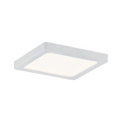 Square LED recessed panel light in warm white, featuring a sleek white finish, by Paulmann. Size: 120x120mm.