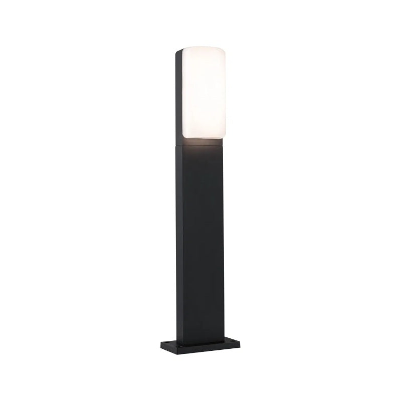 Black outdoor LED bollard light with a sleek rectangular design by Paulmann.
