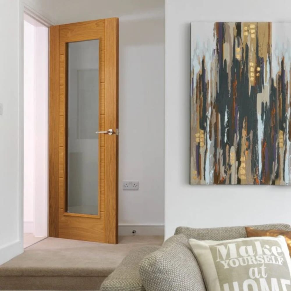 JB Kind Palomino Oak Pre-Finished Glazed Internal Door - All Sizes - JB Kind