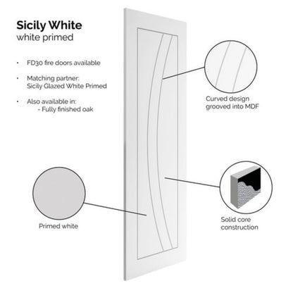 JB Kind Sicily White Primed Internal Fire Door FD30 - All Sizes
