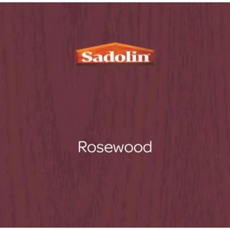 Sadolin Extra Durable Woodstain in Rosewood finish, suitable for outdoor wood treatment.