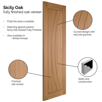 JB Kind Sicily Oak Pre-Finished Internal Door - All Sizes - JB Kind